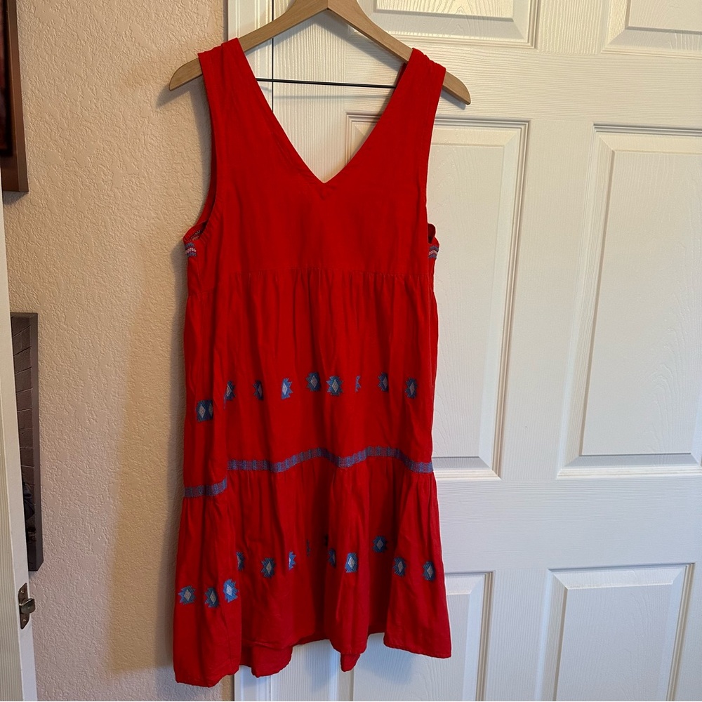 LOFT Red and Blue Embroidered Mini Dress - Picture 2 of 4